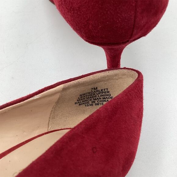 Nine West Women's Red Suede Bow Pumps Size 7M Party Heels - Picture 6 of 8
